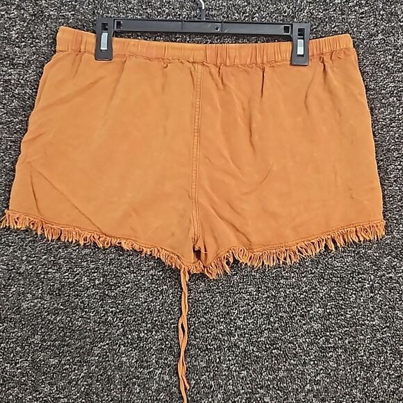 EE:Some Womens Large Shorts Copper Pockets Boho Hippie Drawstring Fringed - Picture 5 of 8